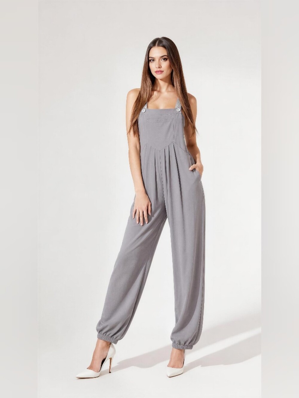 HALARA Gray Wide-Leg Jumpsuit Overalls SIZE SMALL